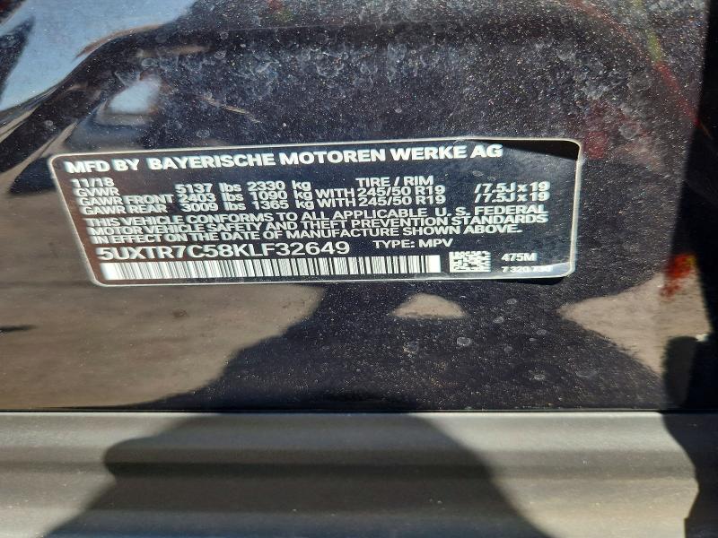 Aukcja sprzedaży 2019 Bmw X3, vin: 5UXTR7C58KLF32649, numer aukcji: 58456316