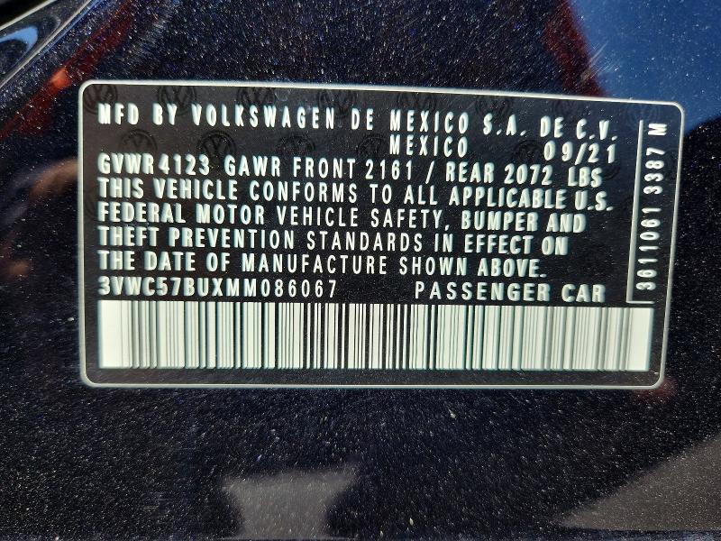 55767576 :رقم المزاد ، 3VWC57BUXMM086067 vin ، 2021 Volkswagen Jetta مزاد بيع