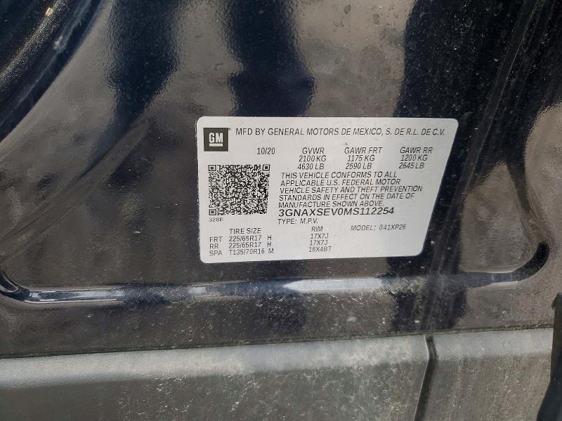 54810286 :رقم المزاد ، 3GNAXSEV0MS112254 vin ، 2021 Chevrolet Equinox مزاد بيع