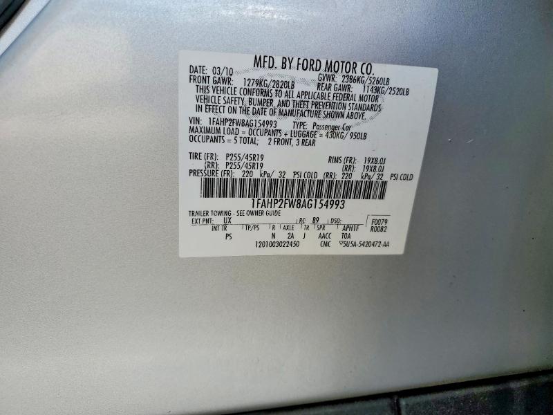 Продаж на аукціоні авто 2010 Ford Taurus, vin: 1FAHP2FW8AG154993, номер лоту: 57368306