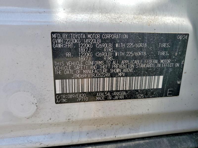 Продажа на аукционе авто 2024 Toyota Rav4, vin: JTMD6RFV1RJ052249, номер лота: 55361356