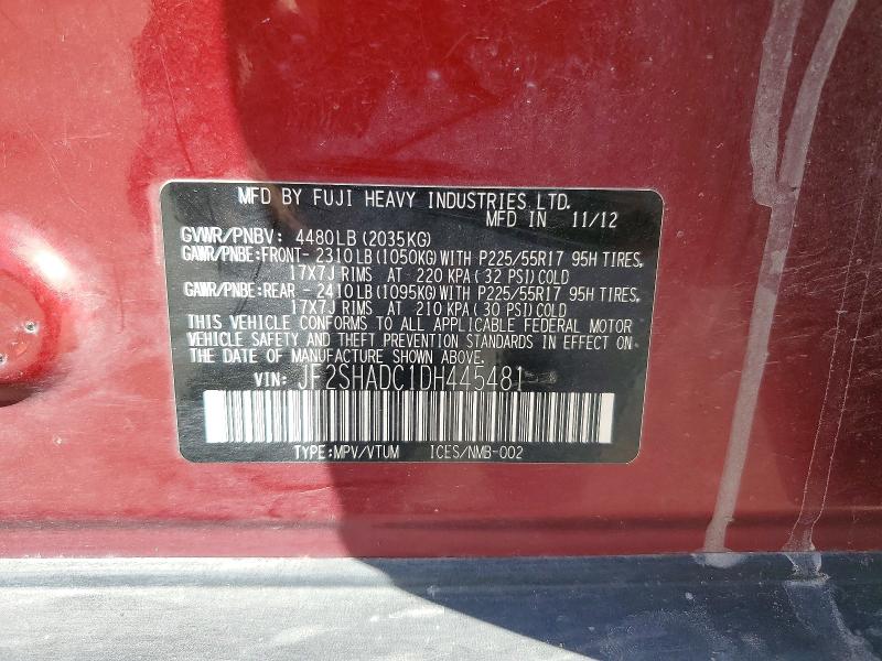 Продажа на аукционе авто 2013 Subaru Forester, vin: JF2SHADC1DH445481, номер лота: 56824216