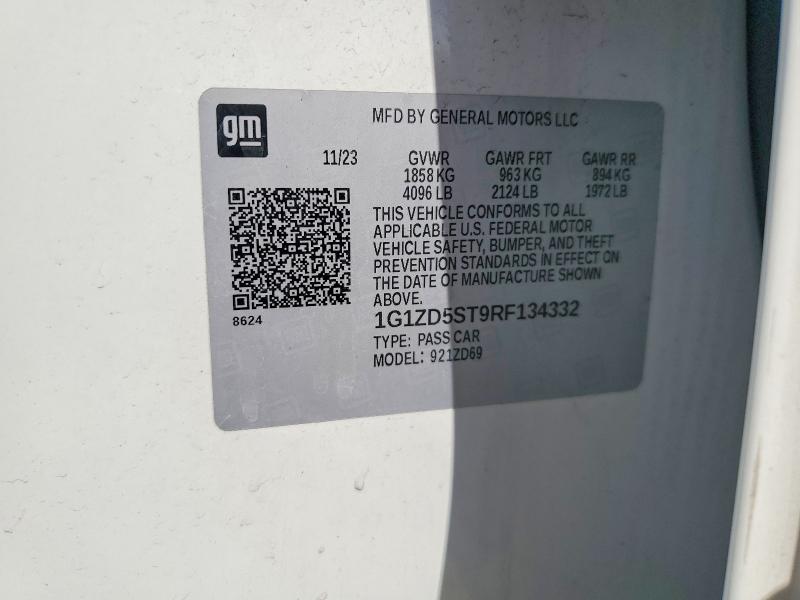 2024 Chevrolet Malibu მანქანა იყიდება აუქციონზე, vin: 1G1ZD5ST9RF134332, აუქციონის ნომერი: 55955526
