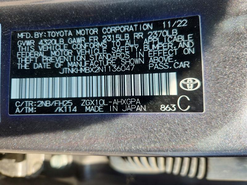 Продажа на аукционе авто 2022 Toyota C-hr, vin: JTNKHMBX2N1136047, номер лота: 57917906