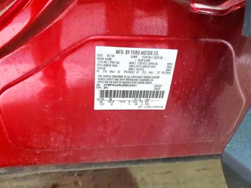 Продаж на аукціоні авто 2018 Ford Edge, vin: 2FMPK4J89JBB52441, номер лоту: 56837676