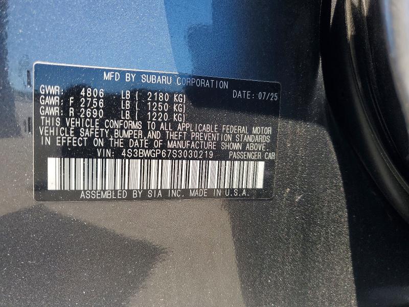 Aukcja sprzedaży 2025 Subaru Legacy, vin: 4S3BWGP67S3030219, numer aukcji: 55985276