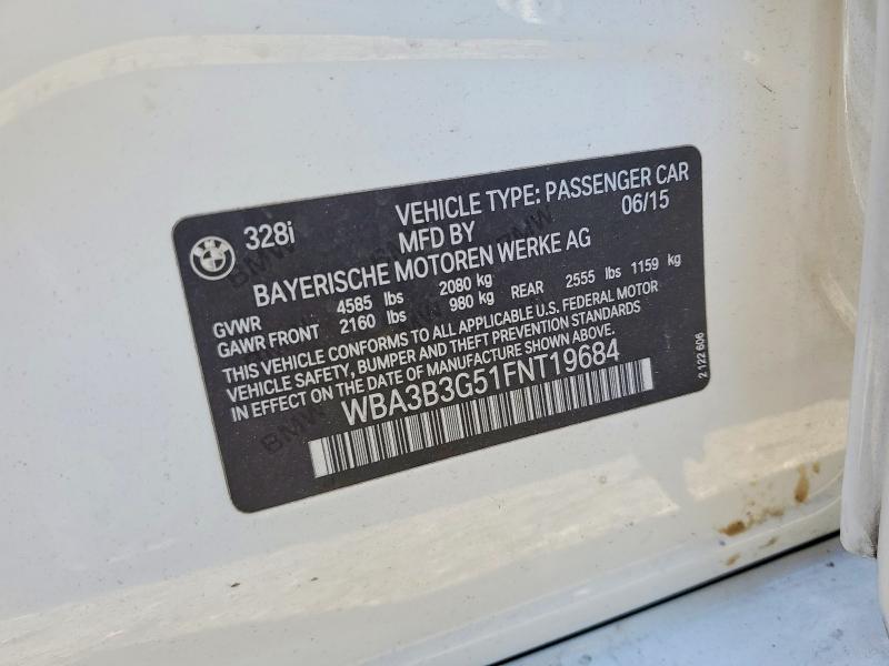53832626 :رقم المزاد ، WBA3B3G51FNT19684 vin ، 2015 Bmw 328 مزاد بيع