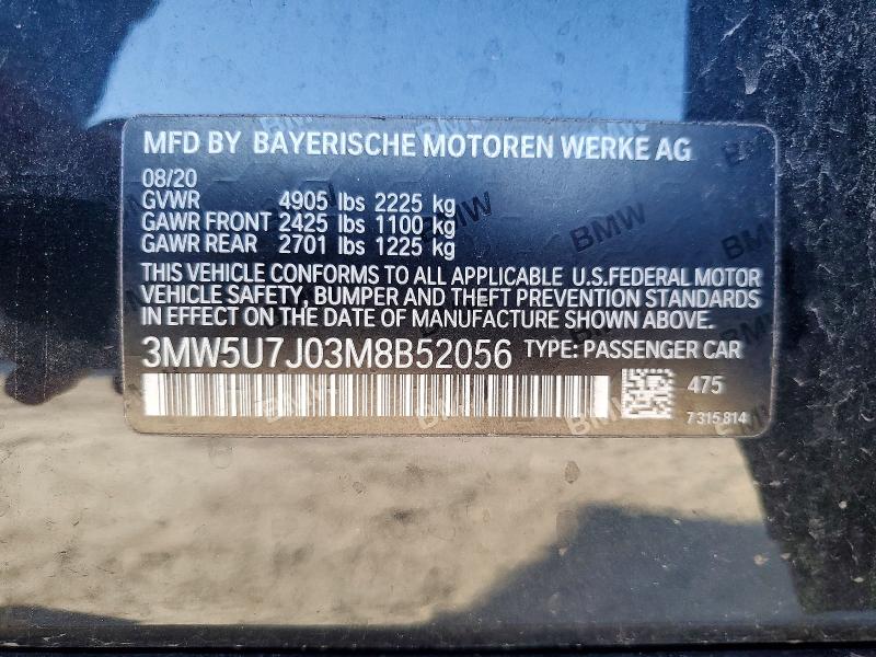 Продаж на аукціоні авто 2021 Bmw M340i, vin: 3MW5U7J03M8B52056, номер лоту: 73344455