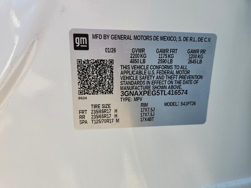Продаж на аукціоні авто 2026 Chevrolet Equinox, vin: 3GNAXPEG5TL416574, номер лоту: 57680296