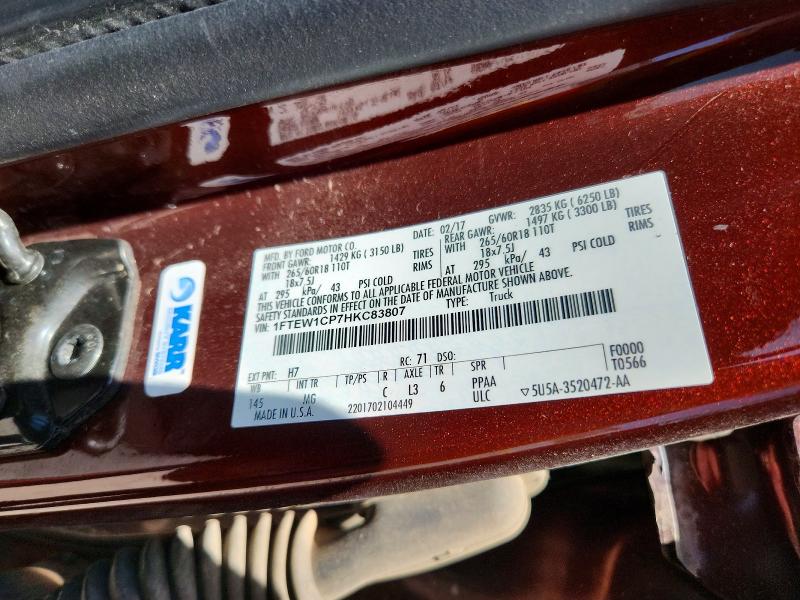 Продажа на аукционе авто 2017 Ford F150, vin: 1FTEW1CP7HKC83807, номер лота: 56465896