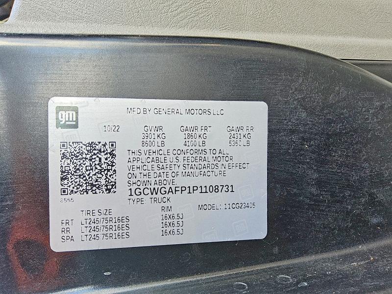 Aukcja sprzedaży 2023 Chevrolet Express G2500, vin: 1GCWGAFP1P1108731, numer aukcji: 61814486