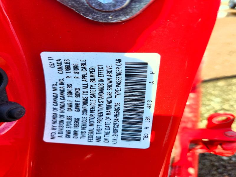 Продажа на аукционе авто 2017 Honda Civic, vin: 2HGFC2F54HH546759, номер лота: 56504256