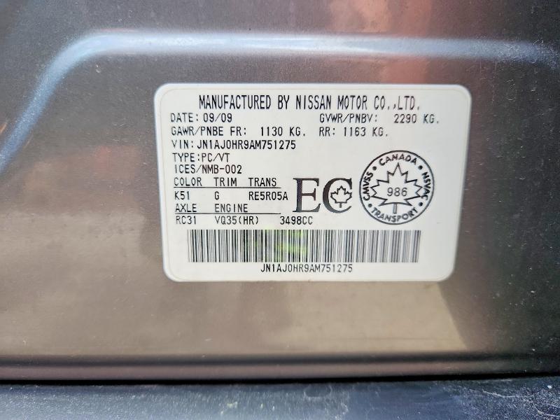 Продажа на аукционе авто 2010 Infiniti Ex35, vin: JN1AJ0HR9AM751275, номер лота: 55278346