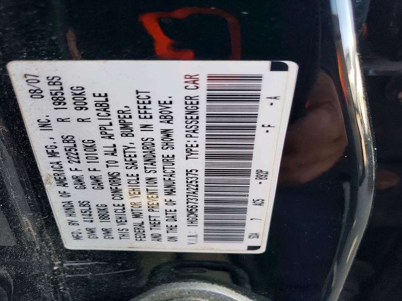 Aukcja sprzedaży 2007 Honda Accord, vin: 1HGCM56737A225375, numer aukcji: 56385706