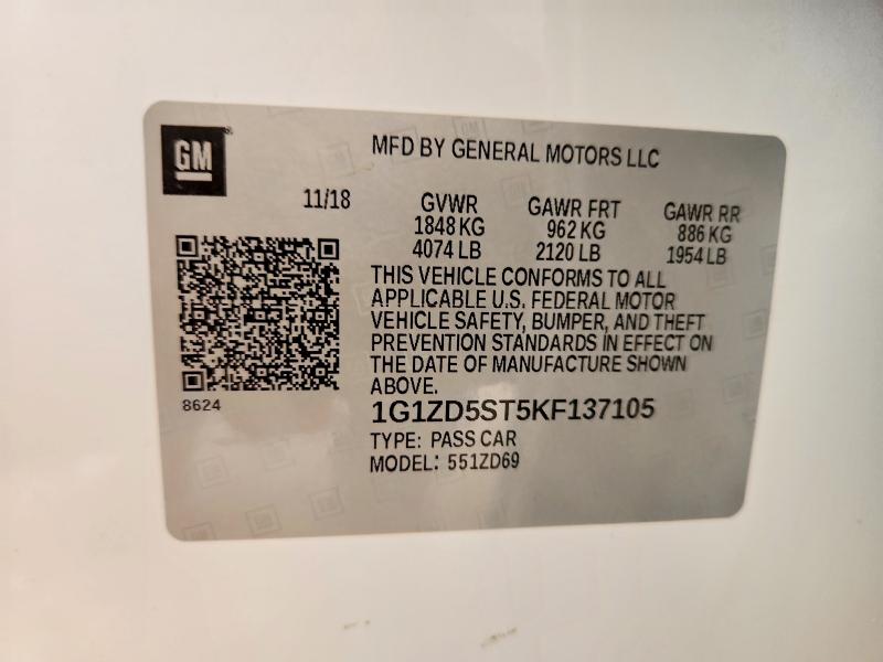 Aukcja sprzedaży 2019 Chevrolet Malibu, vin: 1G1ZD5ST5KF137105, numer aukcji: 54545776