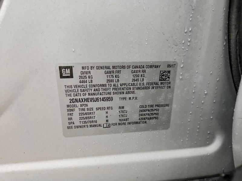 Продажа на аукционе авто 2018 Chevrolet Equinox, vin: 2GNAXHEV9J6145959, номер лота: 58651856