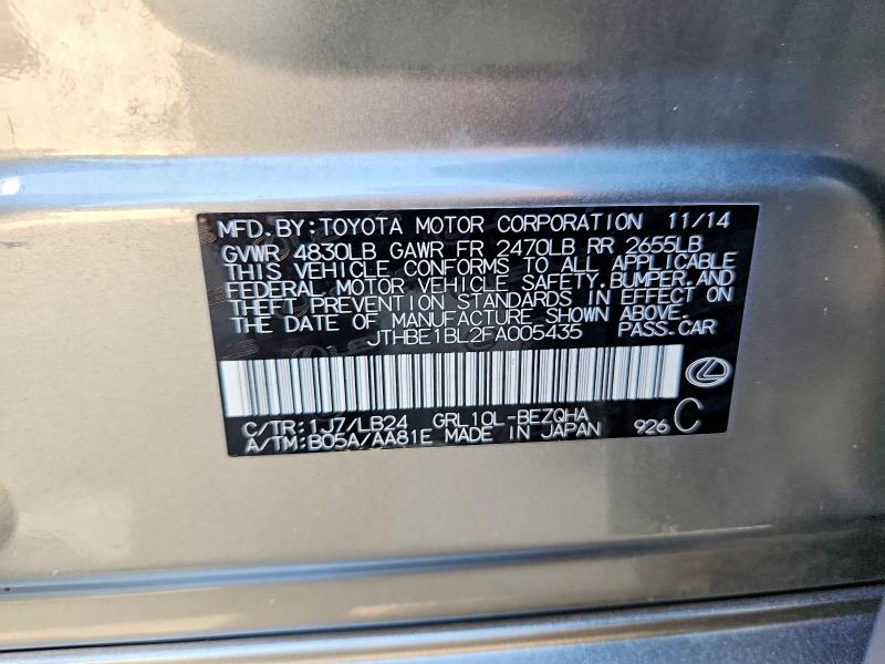 Aukcja sprzedaży 2015 Lexus Gs, vin: JTHBE1BL2FA005435, numer aukcji: 56550006