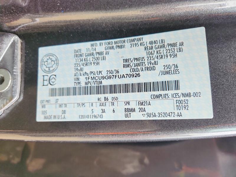 2015 Ford Escape მანქანა იყიდება აუქციონზე, vin: 1FMCU9G97FUA70926, აუქციონის ნომერი: 56183396