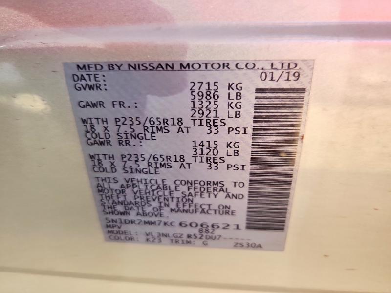 Aukcja sprzedaży 2019 Nissan Pathfinder, vin: 5N1DR2MM7KC606621, numer aukcji: 55650686