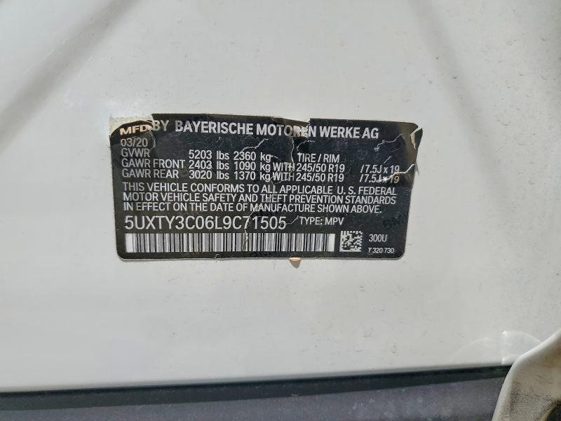 57725776 :رقم المزاد ، 5UXTY3C06L9C71505 vin ، 2020 Bmw X3 مزاد بيع