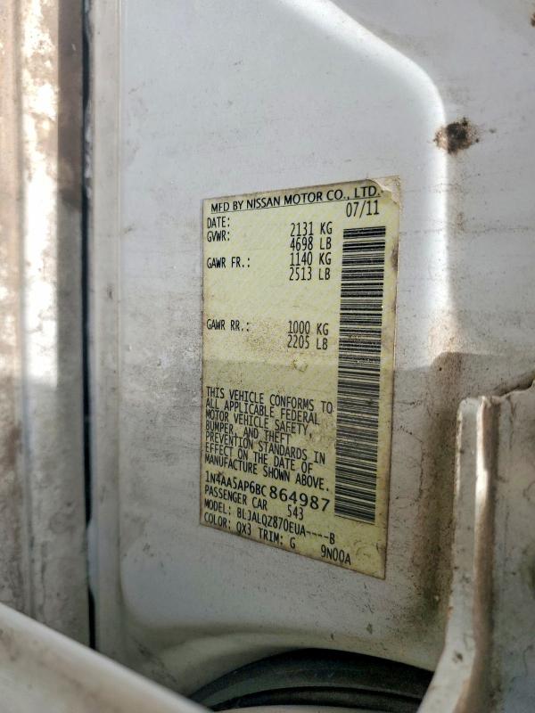 56812666 :رقم المزاد ، 1N4AA5AP6BC864987 vin ، 2011 Nissan Maxima مزاد بيع