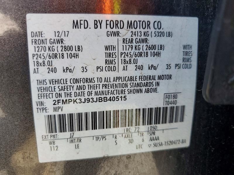 Aukcja sprzedaży 2018 Ford Edge, vin: 2FMPK3J93JBB40515, numer aukcji: 57420286
