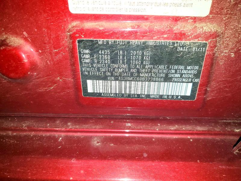 Aukcja sprzedaży 2011 Subaru Legacy, vin: 4S3BMCC60B3238866, numer aukcji: 56099986