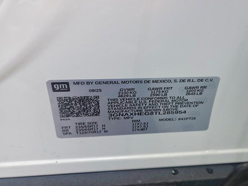 58421456 :رقم المزاد ، 3GNAXHEG8TL285954 vin ، 2026 Chevrolet Equinox مزاد بيع