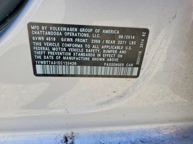 Aukcja sprzedaży 2014 Volkswagen Passat, vin: 1VWBT7A31EC120426, numer aukcji: 56536916