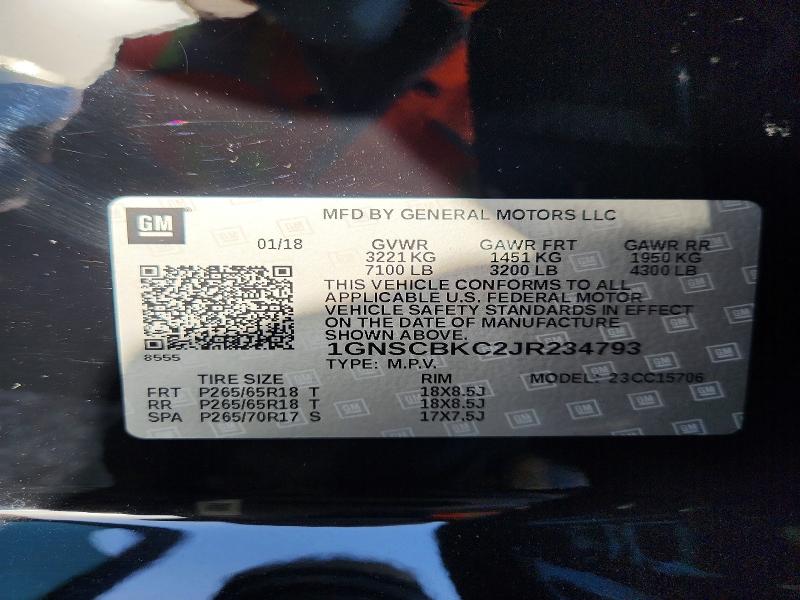 Продаж на аукціоні авто 2018 Chevrolet Tahoe, vin: 1GNSCBKC2JR234793, номер лоту: 56140996