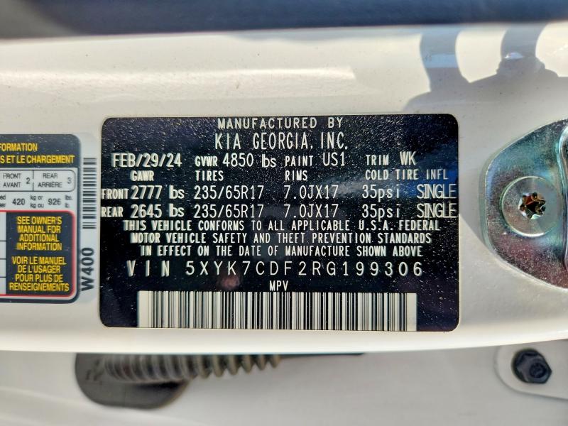 57267756 :رقم المزاد ، 5XYK7CDF2RG199306 vin ، 2024 Kia Sportage مزاد بيع
