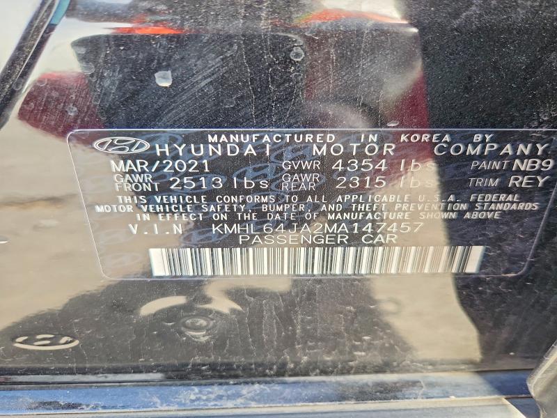 Aukcja sprzedaży 2021 Hyundai Sonata, vin: KMHL64JA2MA147457, numer aukcji: 58726936