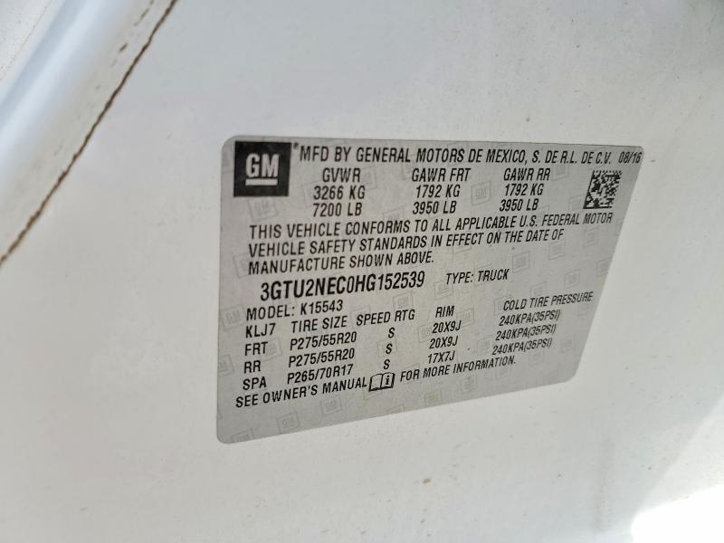 Aukcja sprzedaży 2017 Gmc Sierra, vin: 3GTU2NEC0HG152539, numer aukcji: 56350376