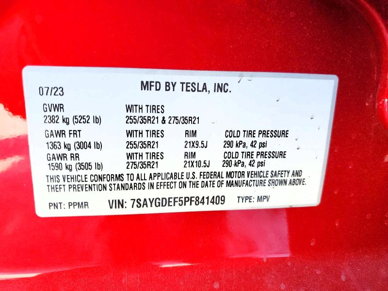 Продаж на аукціоні авто 2023 Tesla Model Y, vin: 7SAYGDEF5PF841409, номер лоту: 58316936