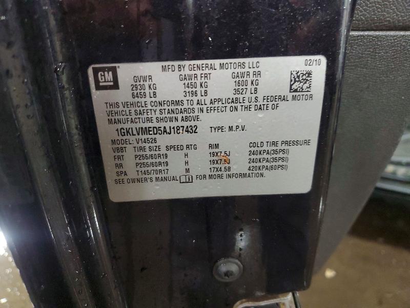 56078476 :رقم المزاد ، 1GKLVMED5AJ187432 vin ، 2010 Gmc Acadia مزاد بيع