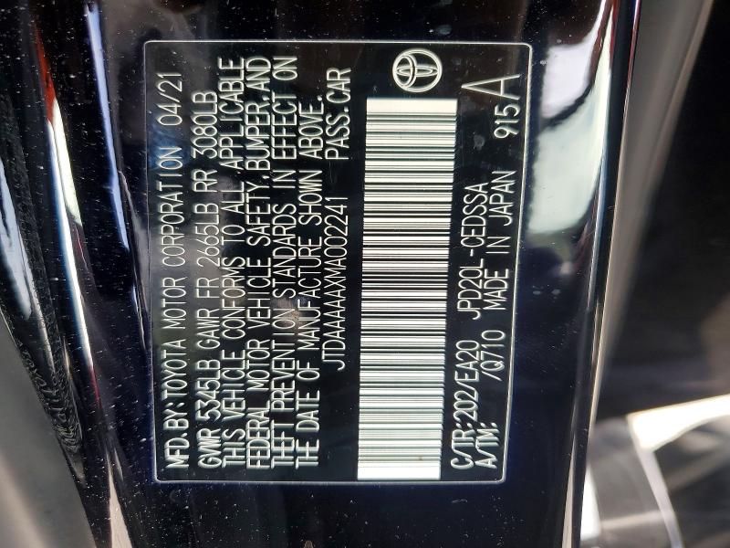 Продаж на аукціоні авто 2021 Toyota Mirai, vin: JTDAAAAAXMA002241, номер лоту: 55992896