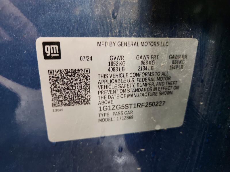 55184466 :رقم المزاد ، 1G1ZG5ST1RF250227 vin ، 2024 Chevrolet Malibu مزاد بيع