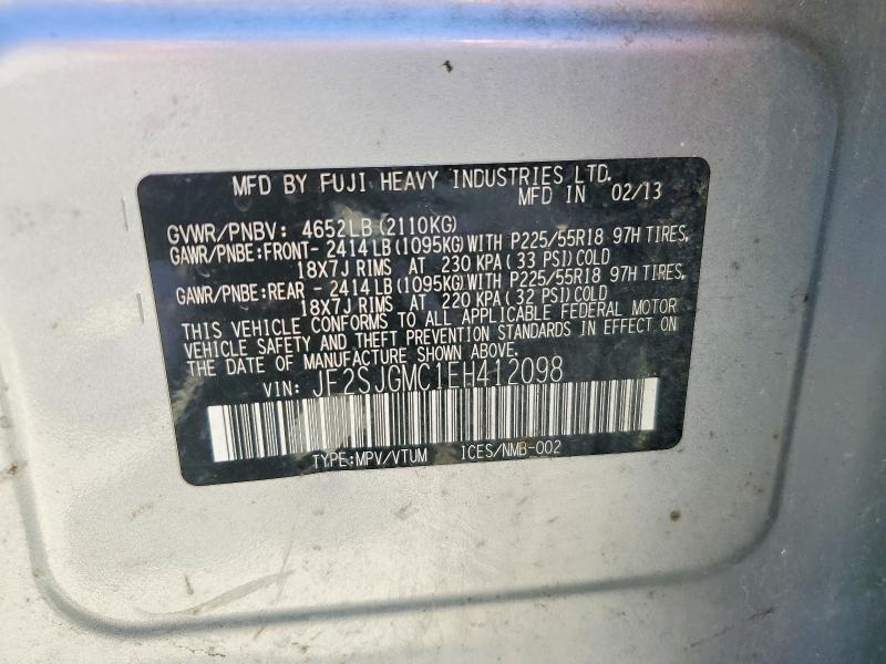2014 Subaru Forester მანქანა იყიდება აუქციონზე, vin: JF2SJGMC1EH412098, აუქციონის ნომერი: 59097636