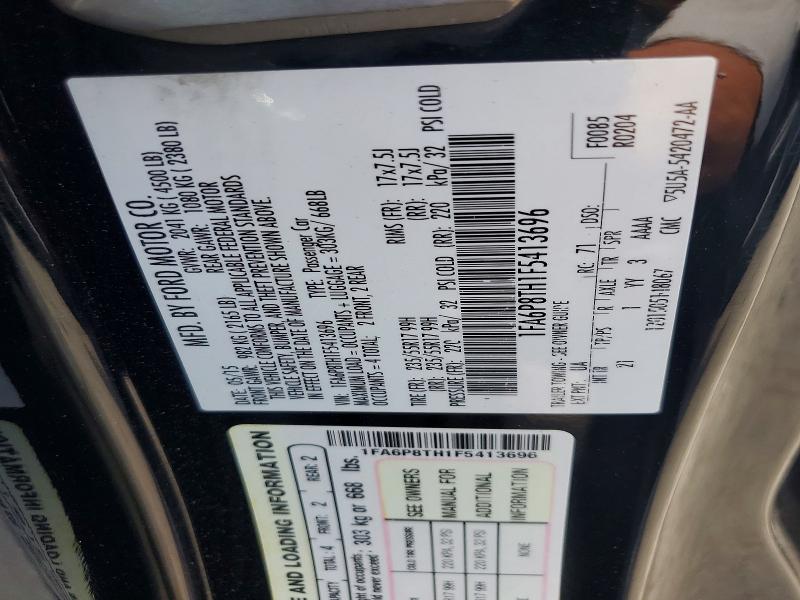 2015 Ford Mustang მანქანა იყიდება აუქციონზე, vin: 1FA6P8TH1F5413696, აუქციონის ნომერი: 59334886