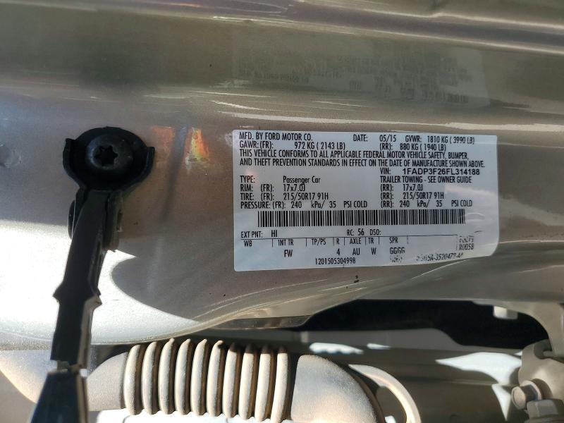 56053706 :رقم المزاد ، 1FADP3F26FL314188 vin ، 2015 Ford Focus مزاد بيع