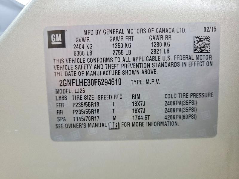 Продаж на аукціоні авто 2015 Chevrolet Equinox, vin: 2GNFLHE30F6294610, номер лоту: 58394196