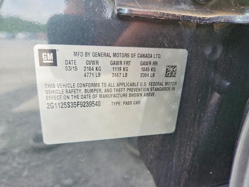 2015 Chevrolet Impala მანქანა იყიდება აუქციონზე, vin: 2G1125S35F9239540, აუქციონის ნომერი: 56782816