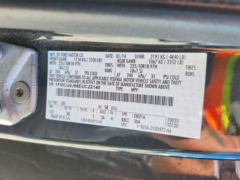 Продаж на аукціоні авто 2014 Ford Escape, vin: 1FMCU9J98EUC22140, номер лоту: 57544246