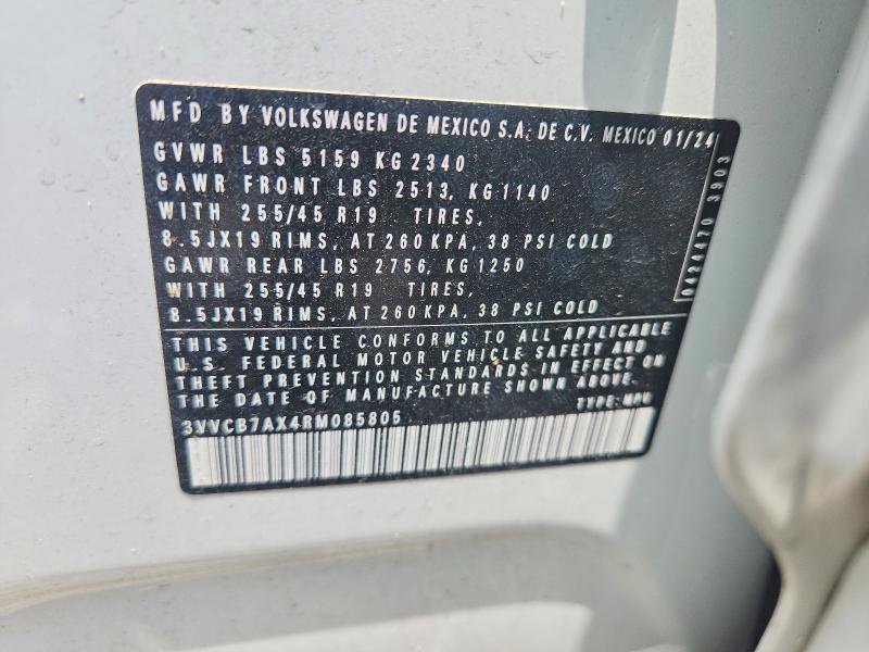 58189846 :رقم المزاد ، 3VVCB7AX4RM085805 vin ، 2024 Volkswagen Tiguan مزاد بيع