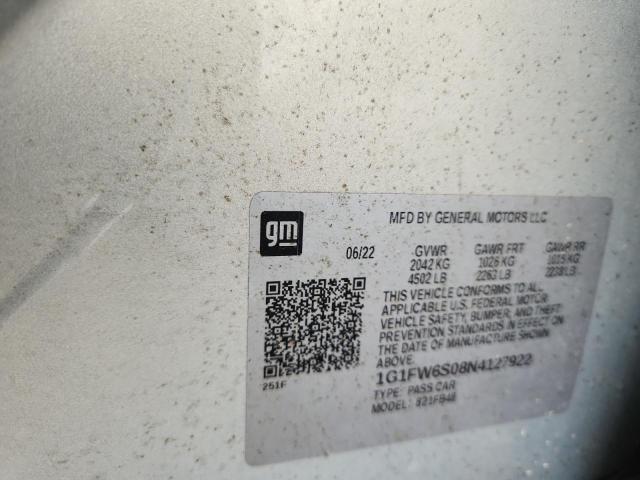 2022 Chevrolet Bolt მანქანა იყიდება აუქციონზე, vin: 1G1FW6S08N4127922, აუქციონის ნომერი: 85791155