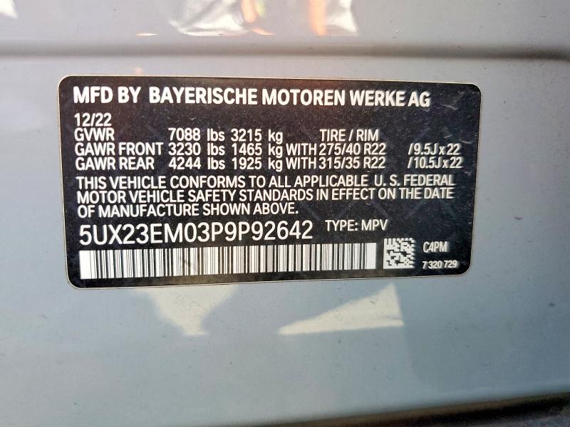 56702676 :رقم المزاد ، 5UX23EM03P9P92642 vin ، 2023 Bmw X7 مزاد بيع