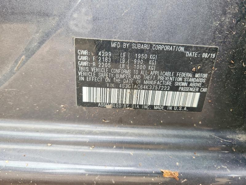 Продаж на аукціоні авто 2019 Subaru Impreza, vin: 4S3GTAC64K3757223, номер лоту: 58978966