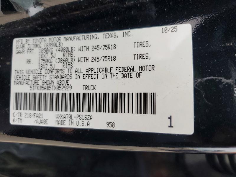 Aukcja sprzedaży 2026 Toyota Tundra, vin: 5TFKB5AB5TX052929, numer aukcji: 56530466