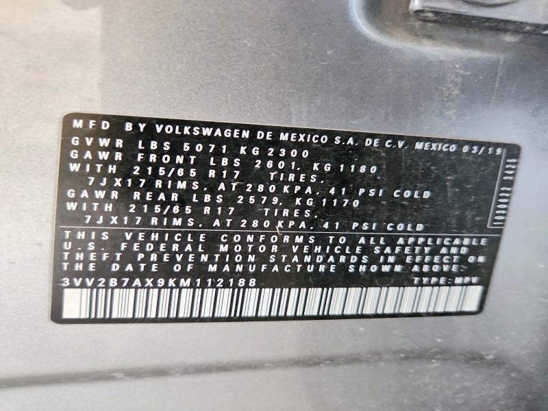Продаж на аукціоні авто 2019 Volkswagen Tiguan, vin: 3VV2B7AX9KM112188, номер лоту: 55423956