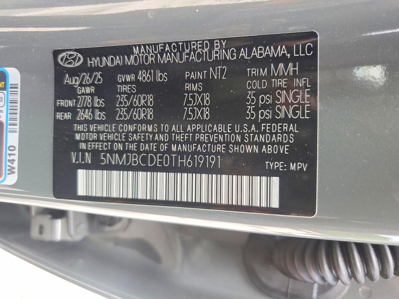 Продаж на аукціоні авто 2026 Hyundai Tuscan, vin: 5NMJBCDE0TH619191, номер лоту: 56667276
